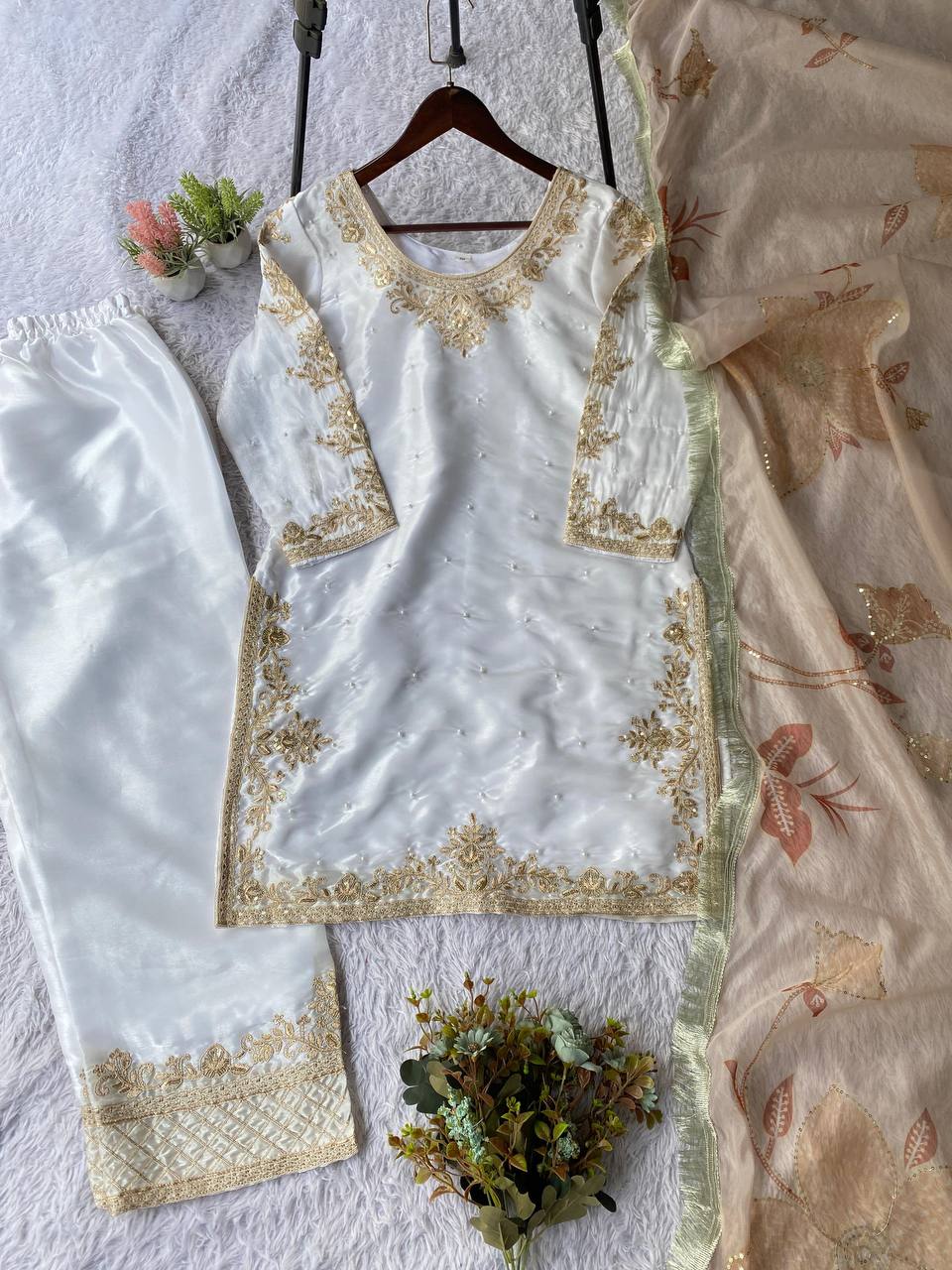 The Ivory Celestial Botanical Gharara